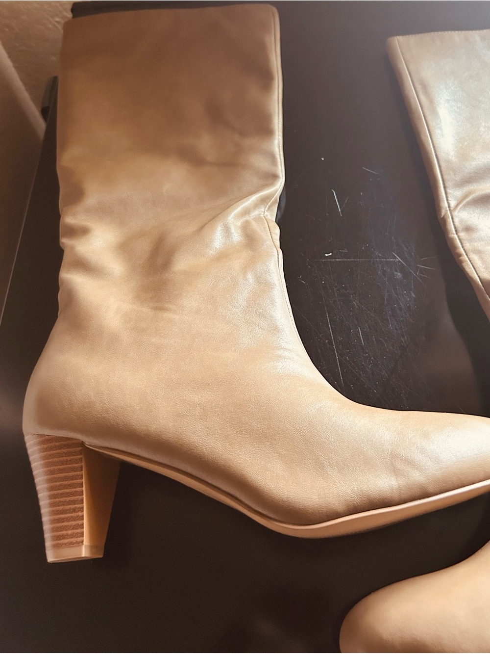 Classic Women's knee length Heel Boot in Tan